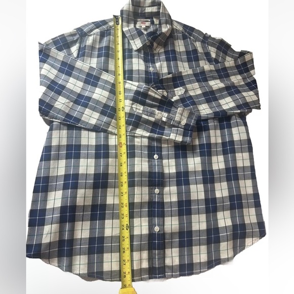 Levi's Womens Boyfriend Fit Plaid Long Sleeve Button Up Shirt Large Blue Cotton - Picture 6 of 12